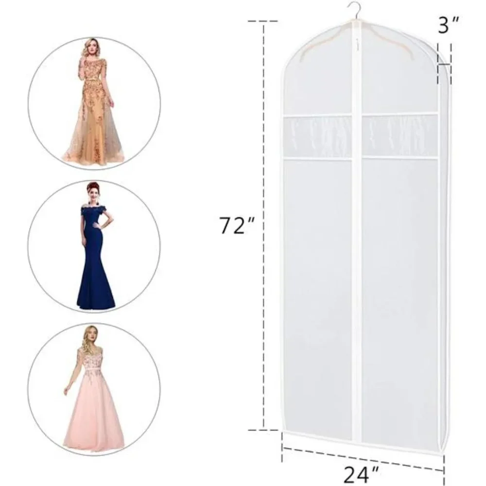 Dress Garment Bags for Storage 72-inch with Clear Window & 3